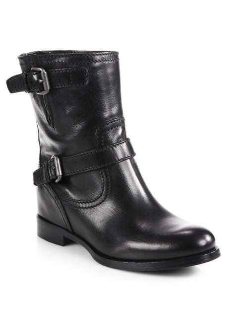 prada leather double buckle motorcycle boots|Prada Flat Double.